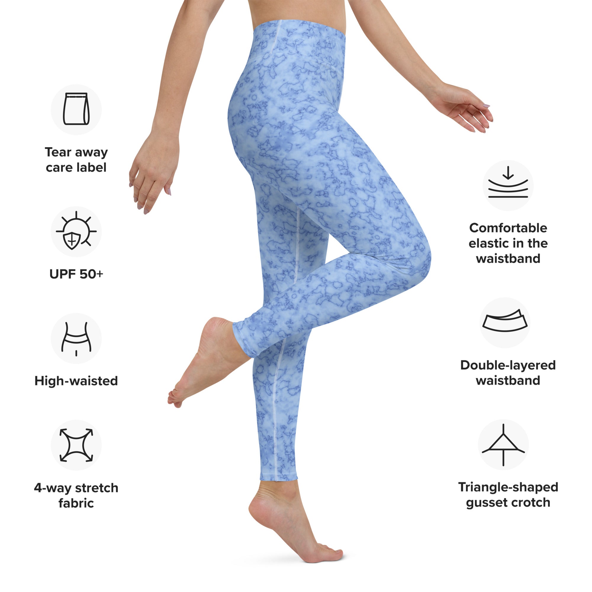 Yoga Leggings Marble Light Blue