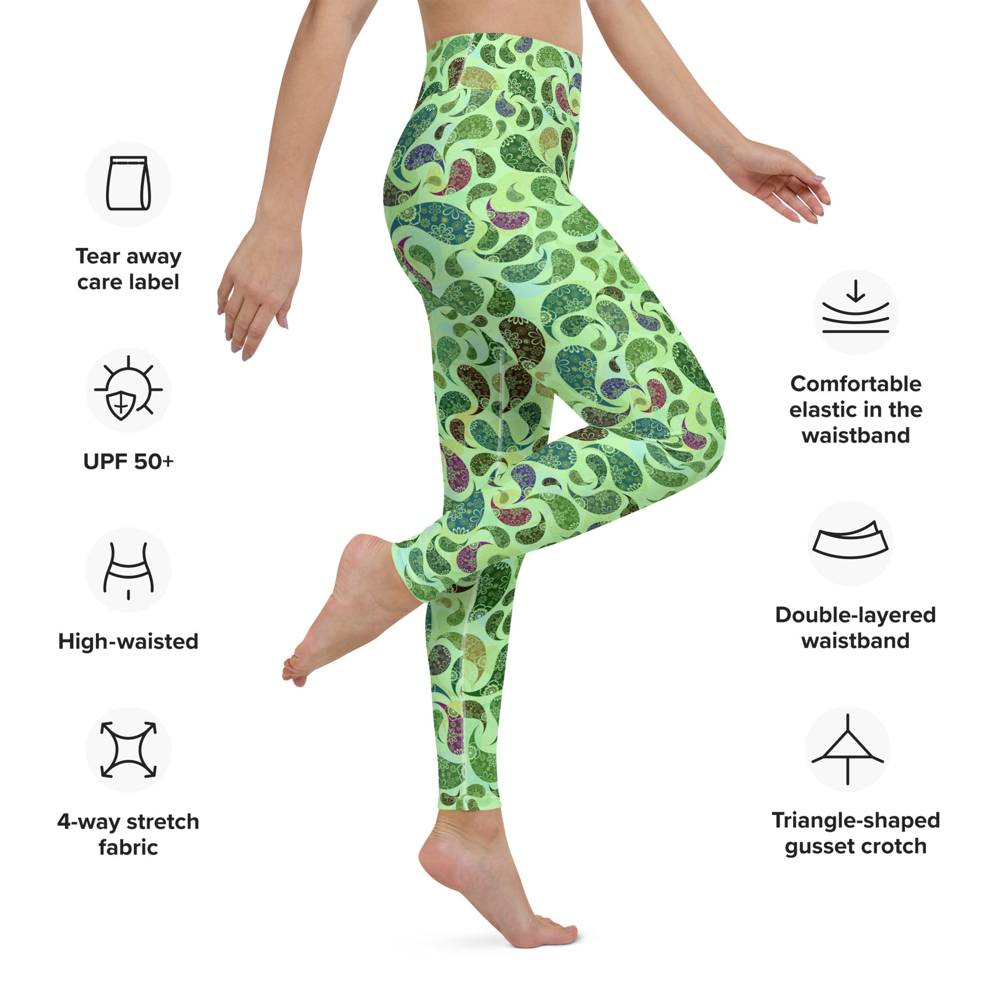 Yoga Leggings Paisley Green