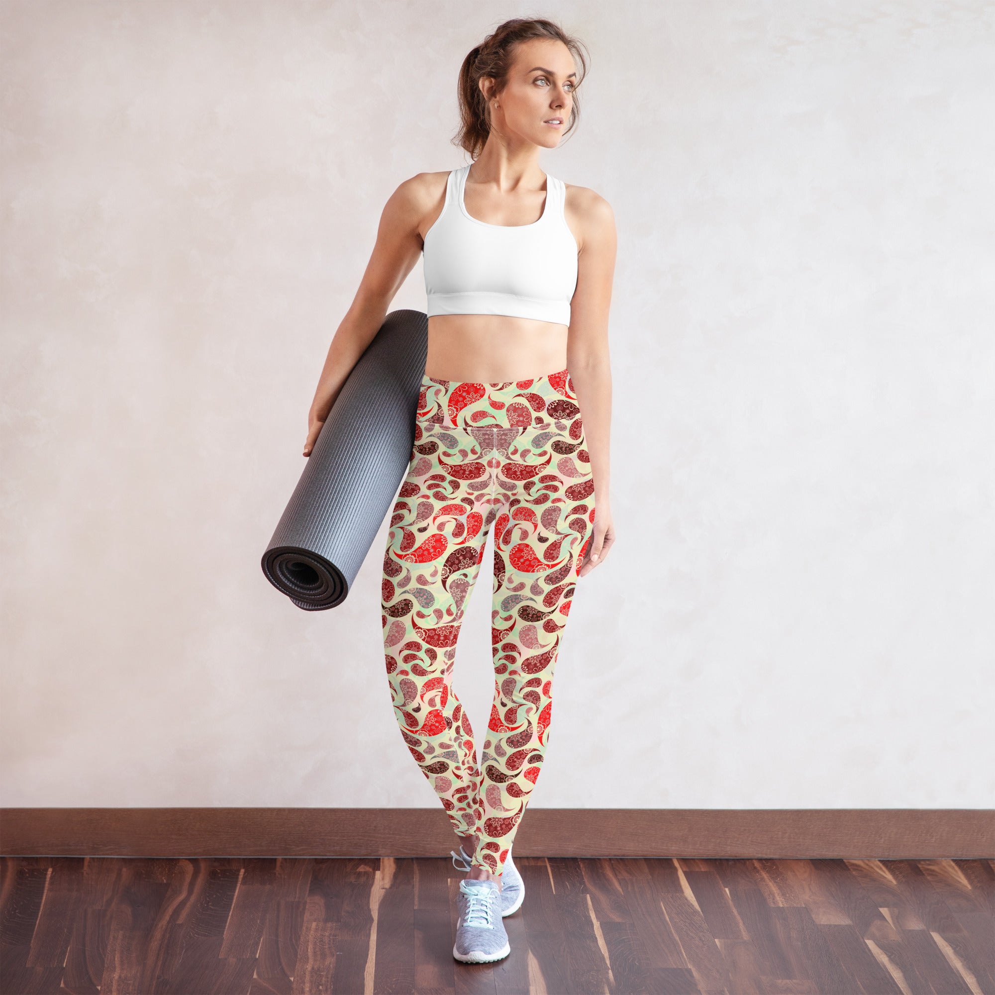 Yoga Leggings Paisley Red