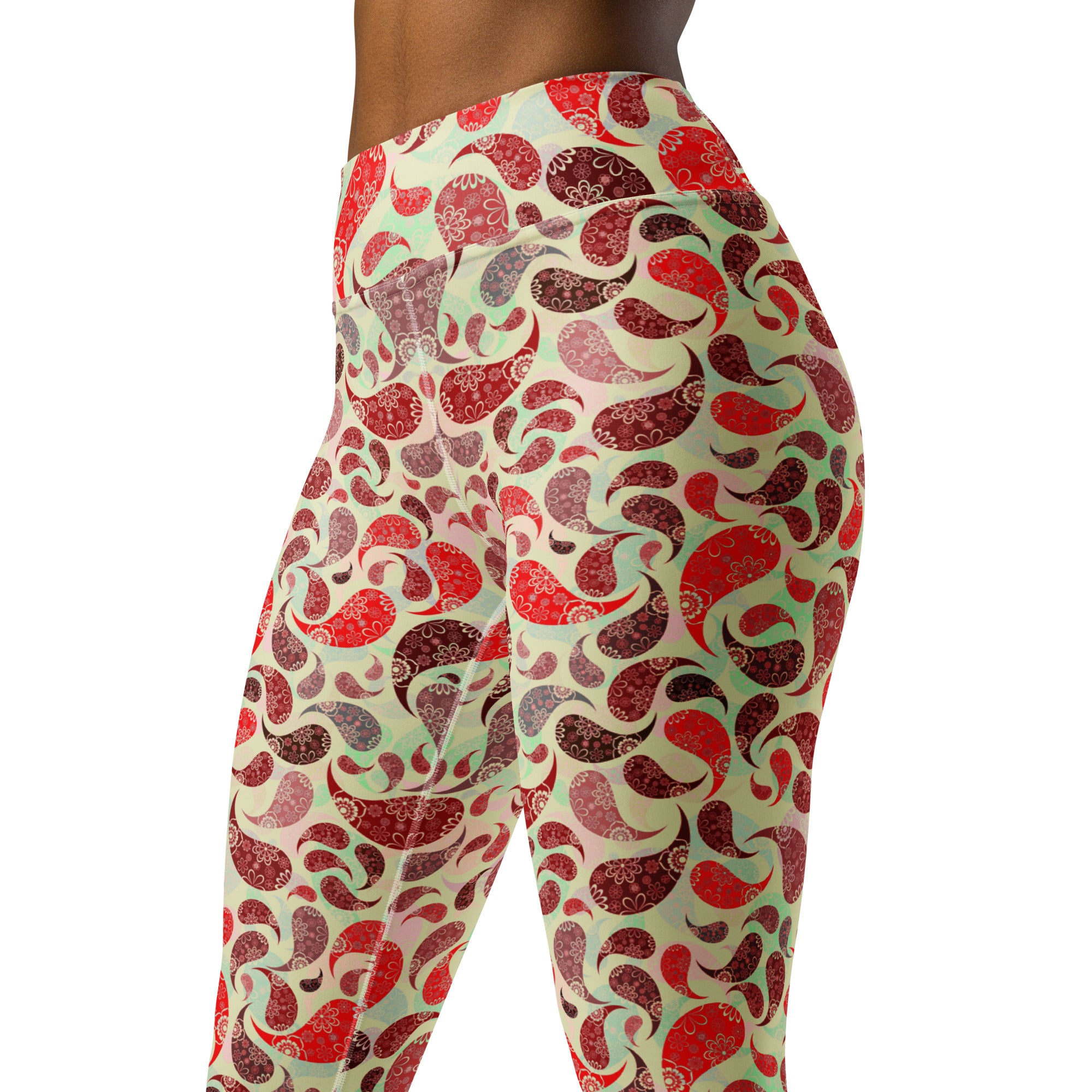 Yoga Leggings Paisley Red