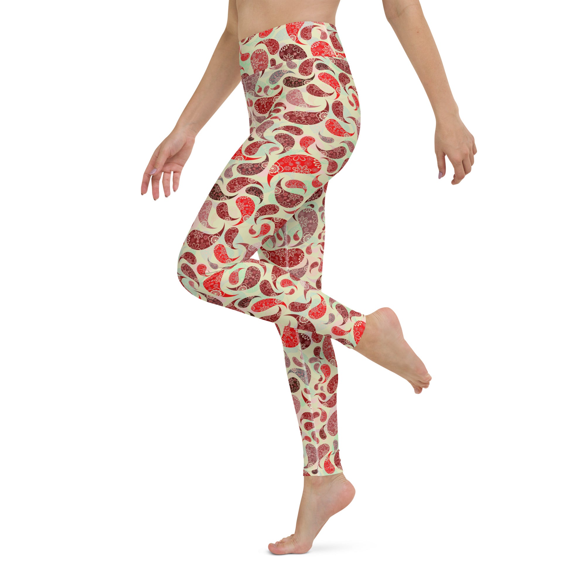 Yoga Leggings Paisley Red
