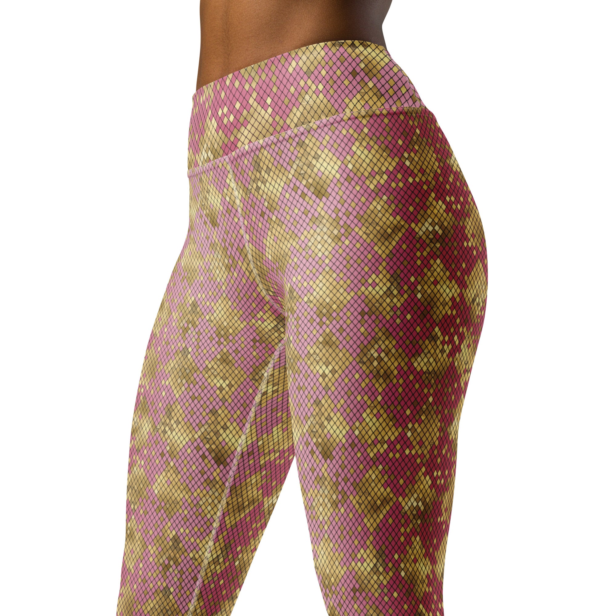 Yoga Leggings Snake Print Gold and Pink