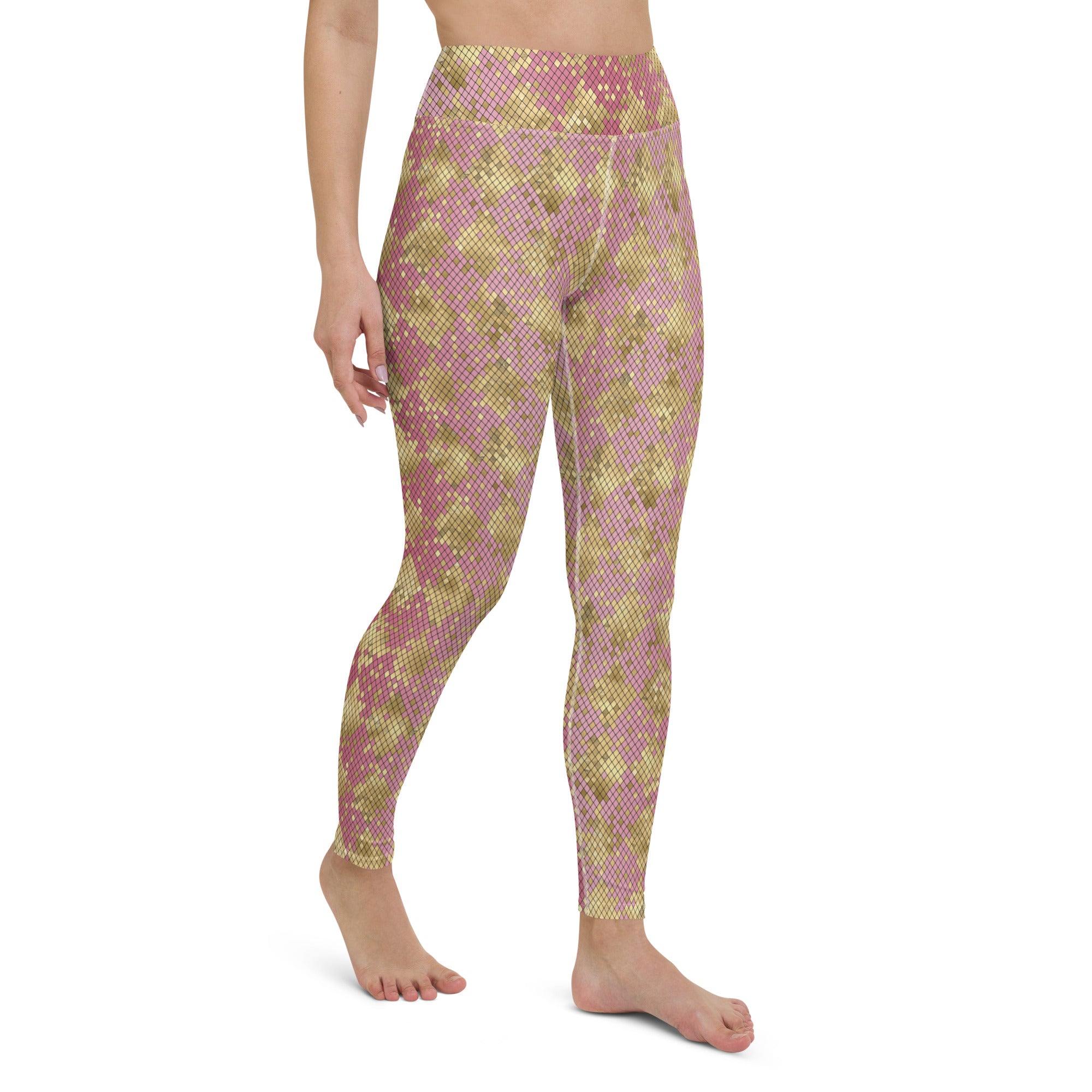 Yoga Leggings Snake Print Gold and Pink