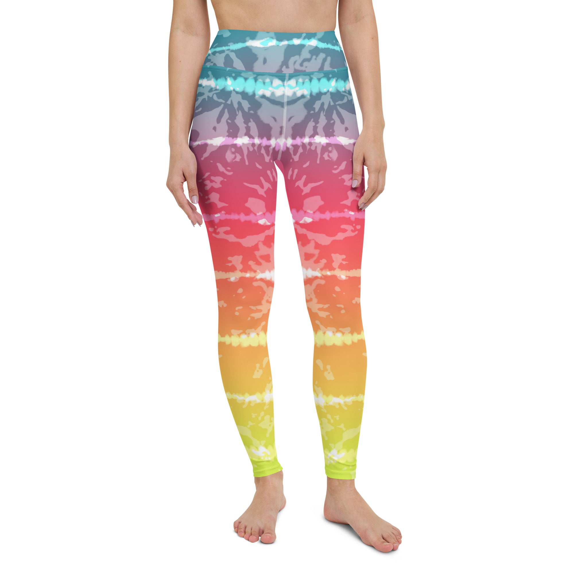Yoga Leggings Tie Dye Multicolour Stripes