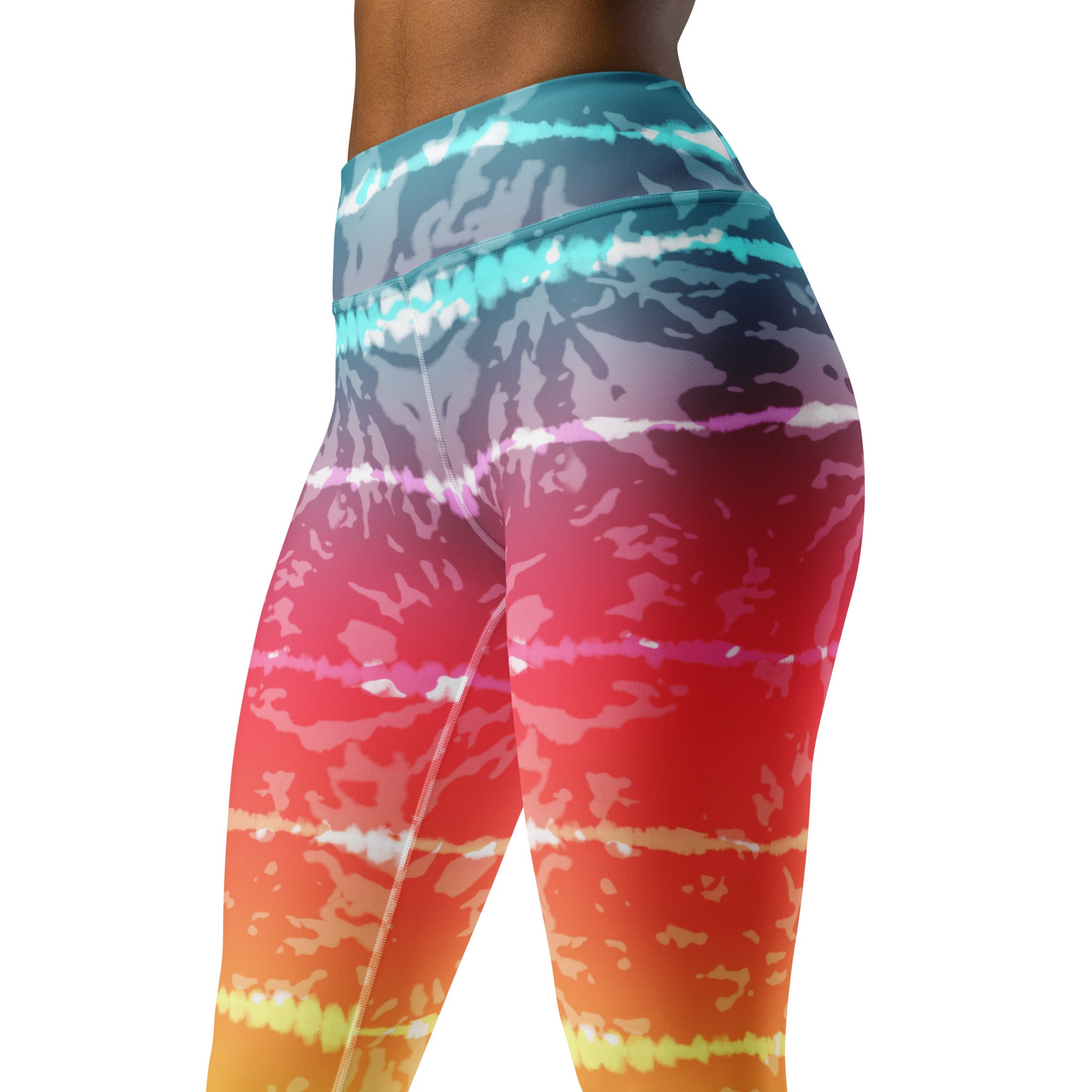 Yoga Leggings Tie Dye Multicolour Stripes