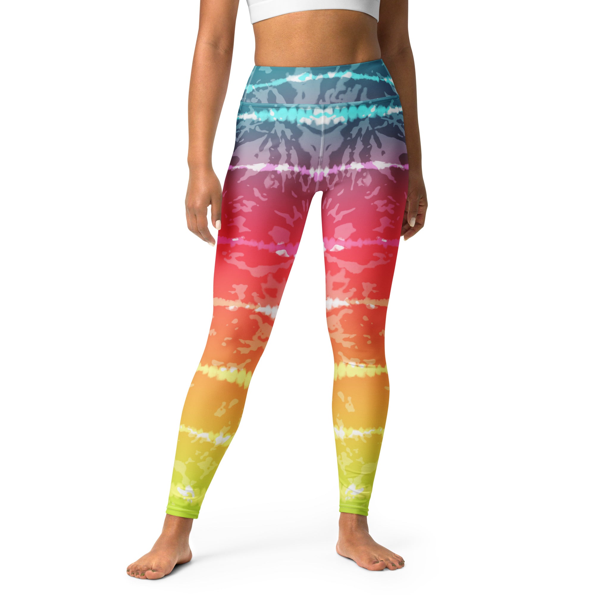 Yoga Leggings Tie Dye Multicolour Stripes