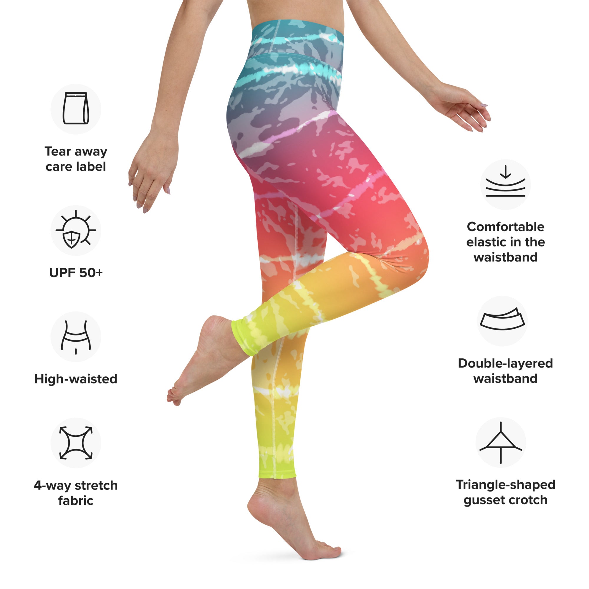Yoga Leggings Tie Dye Multicolour Stripes