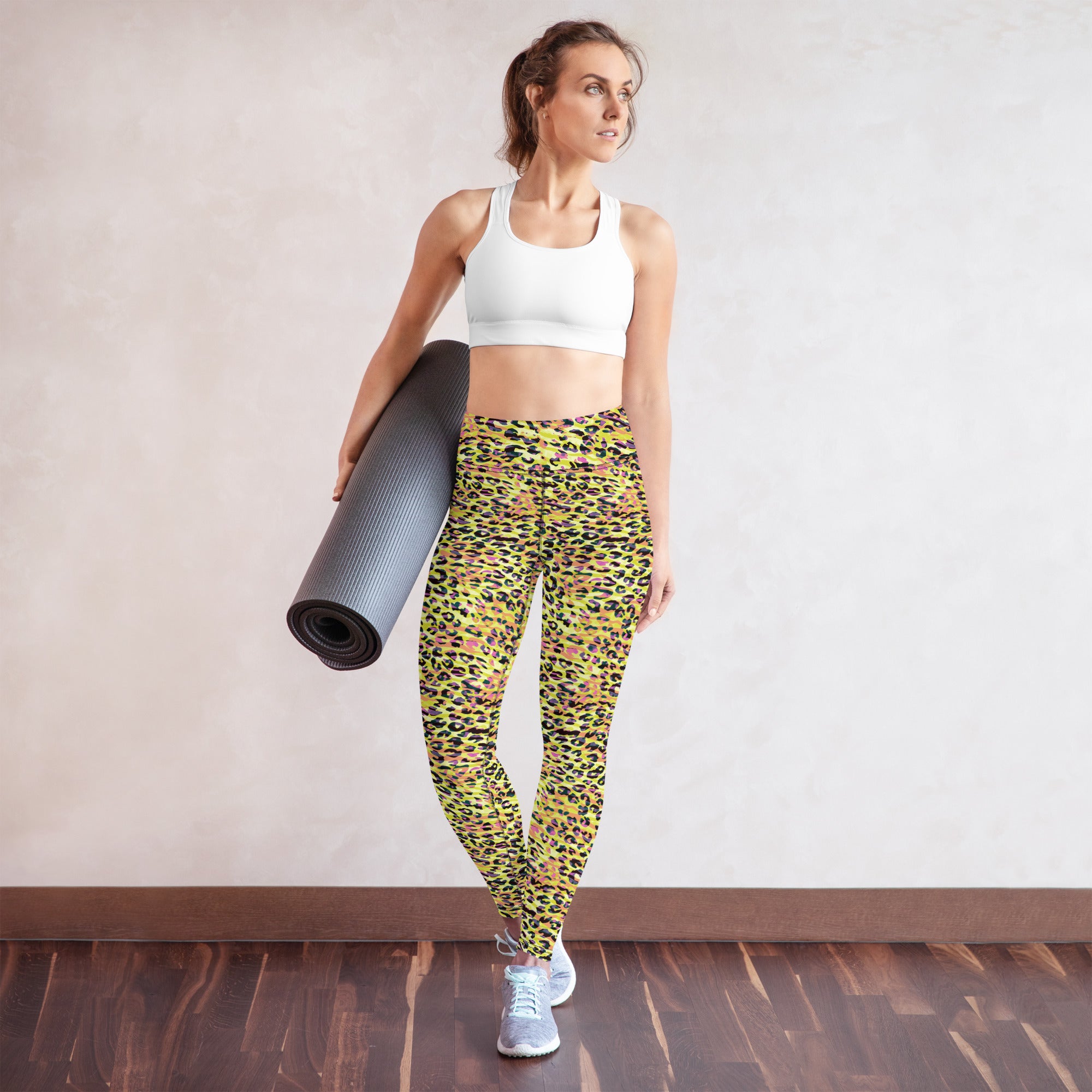 Yoga Leggings Zebra and Leopard Print Yellow with Orange