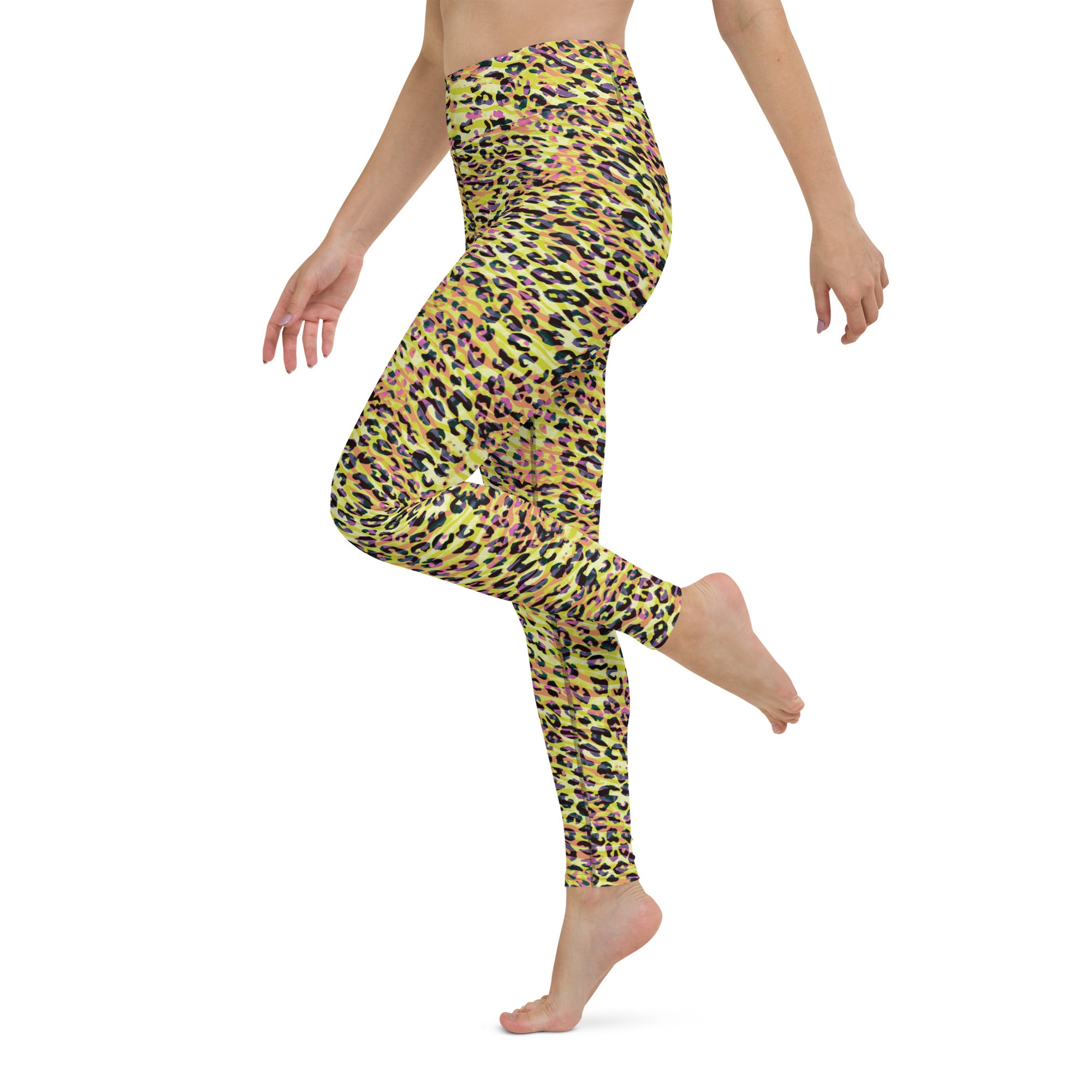 Yoga Leggings Zebra and Leopard Print Yellow with Orange