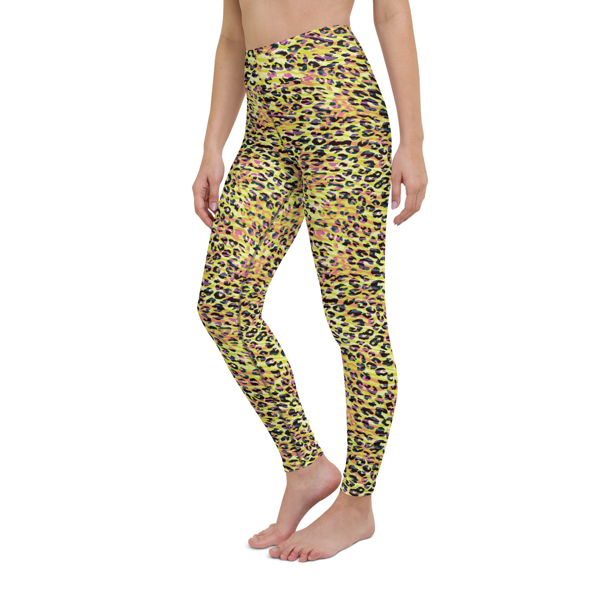 Yoga Leggings Zebra and Leopard Print Yellow with Orange