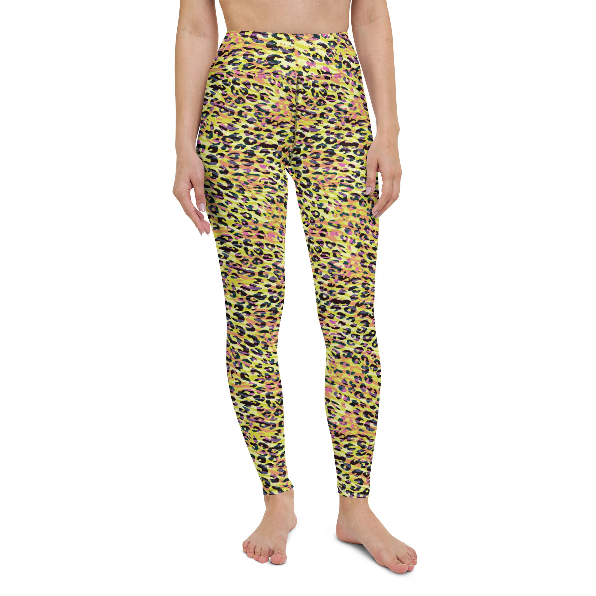 Yoga Leggings Zebra and Leopard Print Yellow with Orange