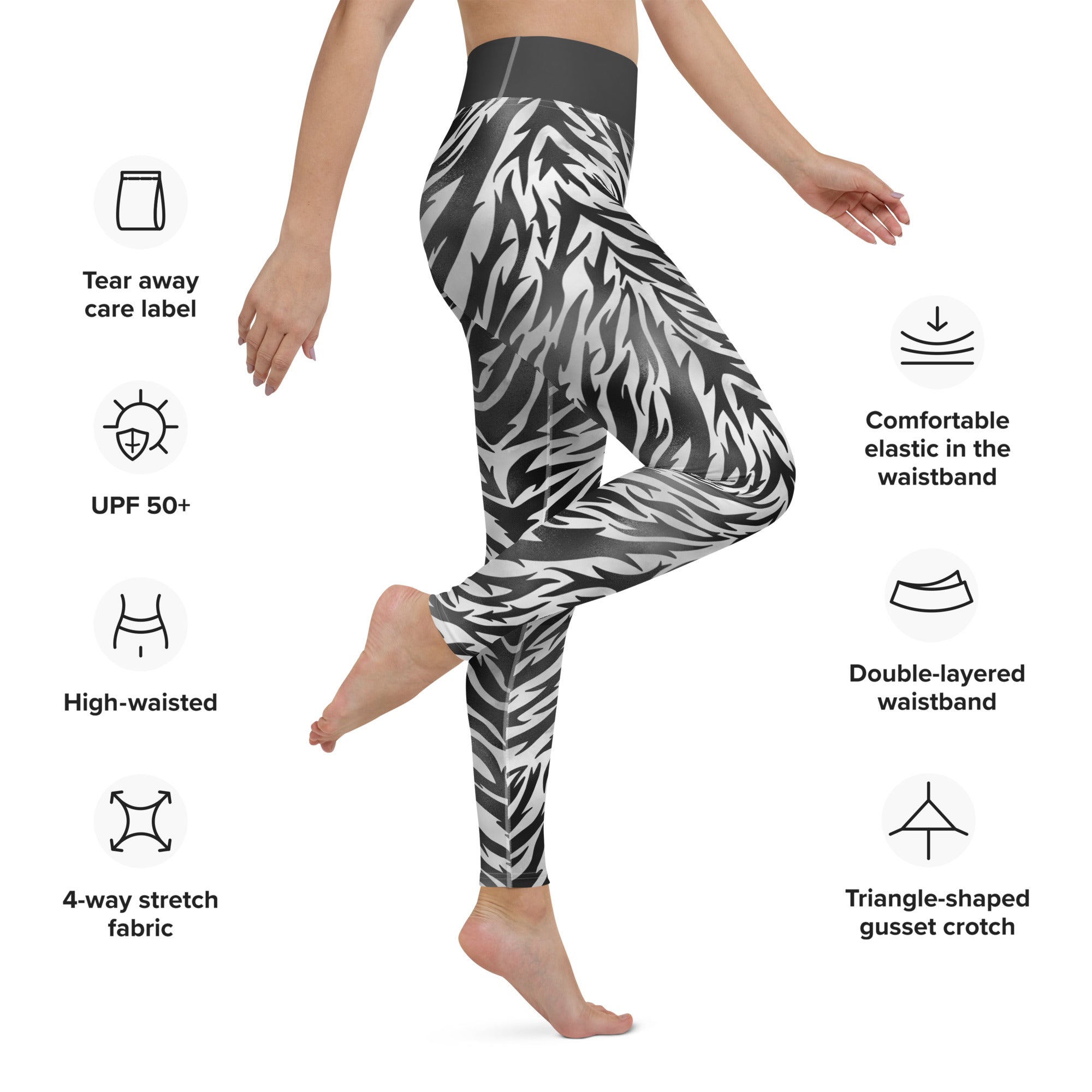 Yoga Leggings Zebra print Black and White