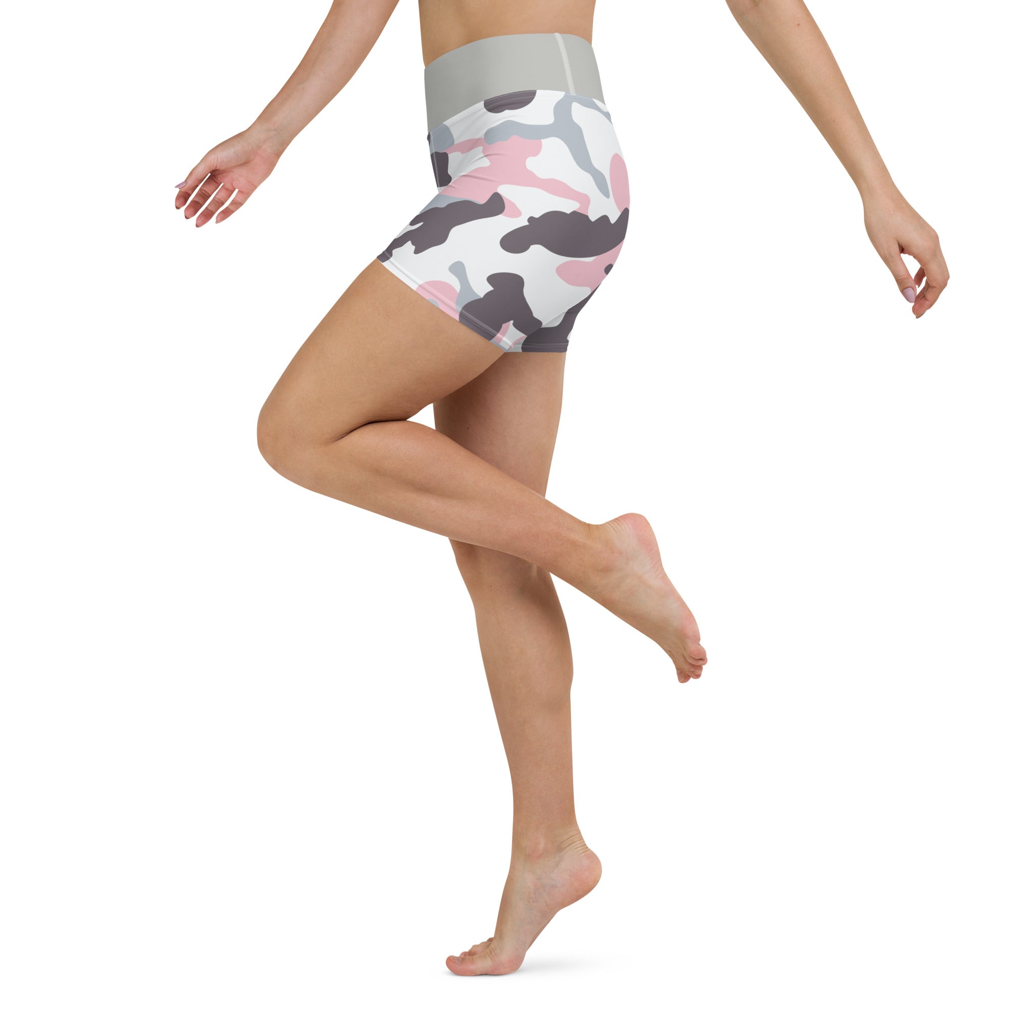 Yoga Shorts Camo Pink and Grey