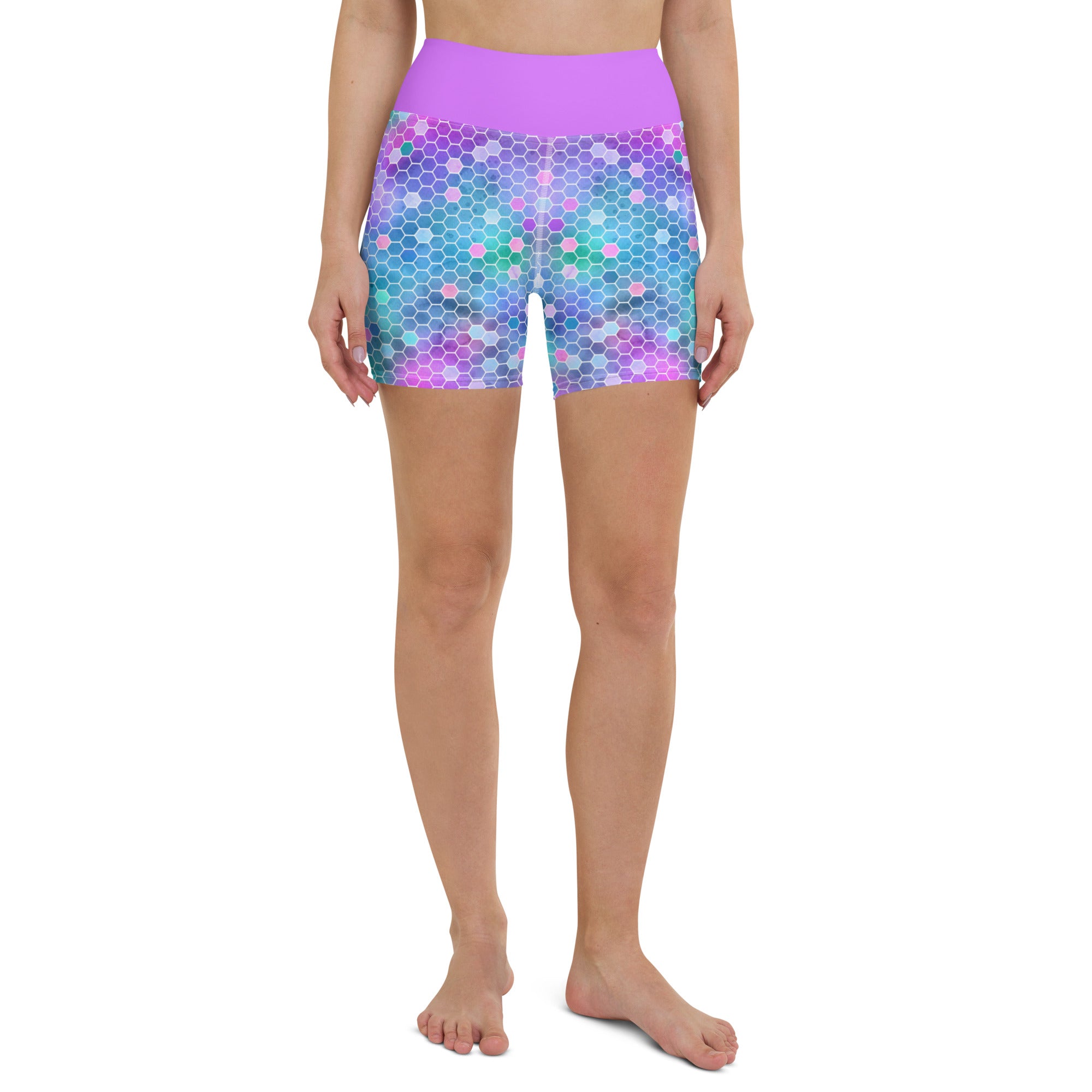 Yoga Shorts Honeycomb Pink and Purple