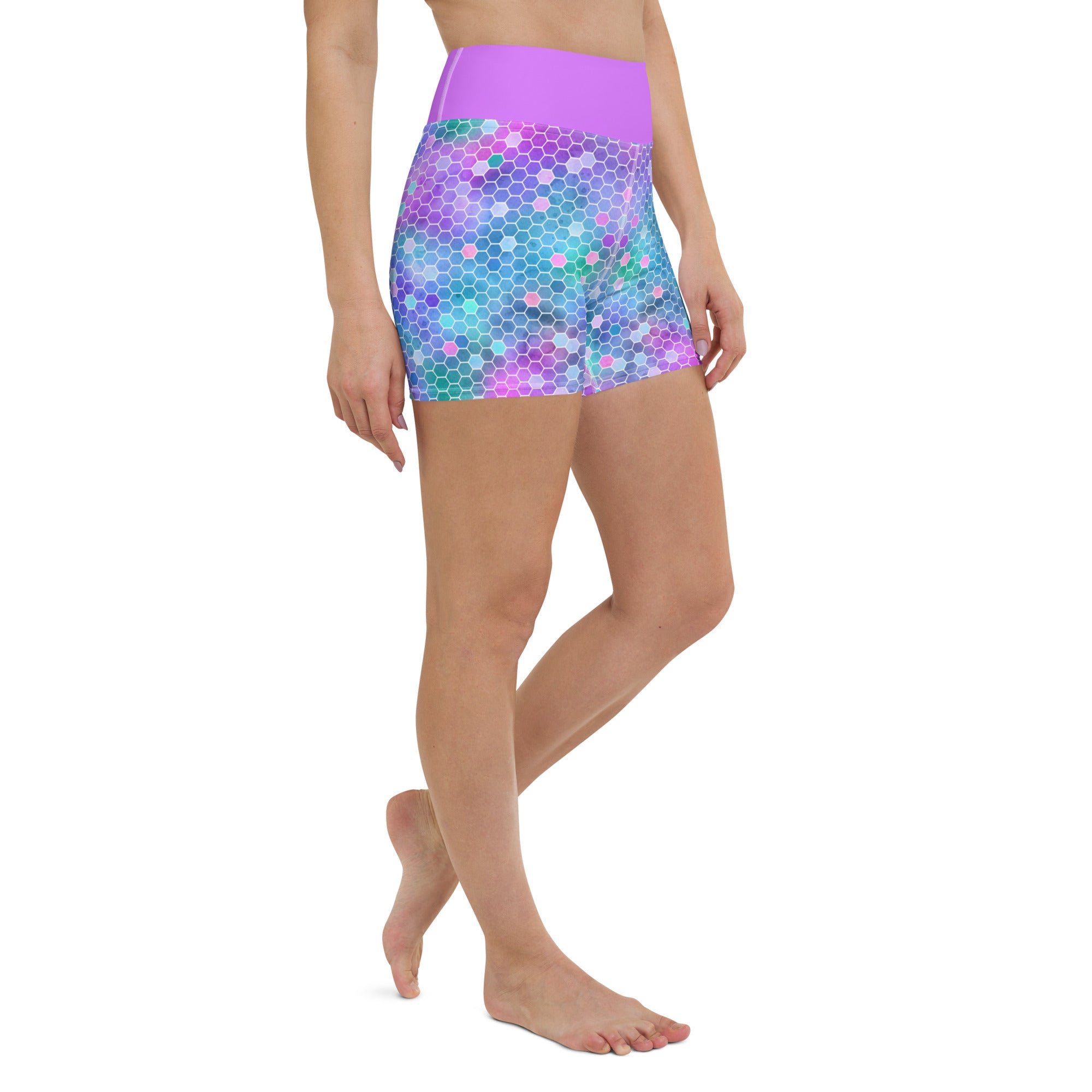 Yoga Shorts Honeycomb Pink and Purple