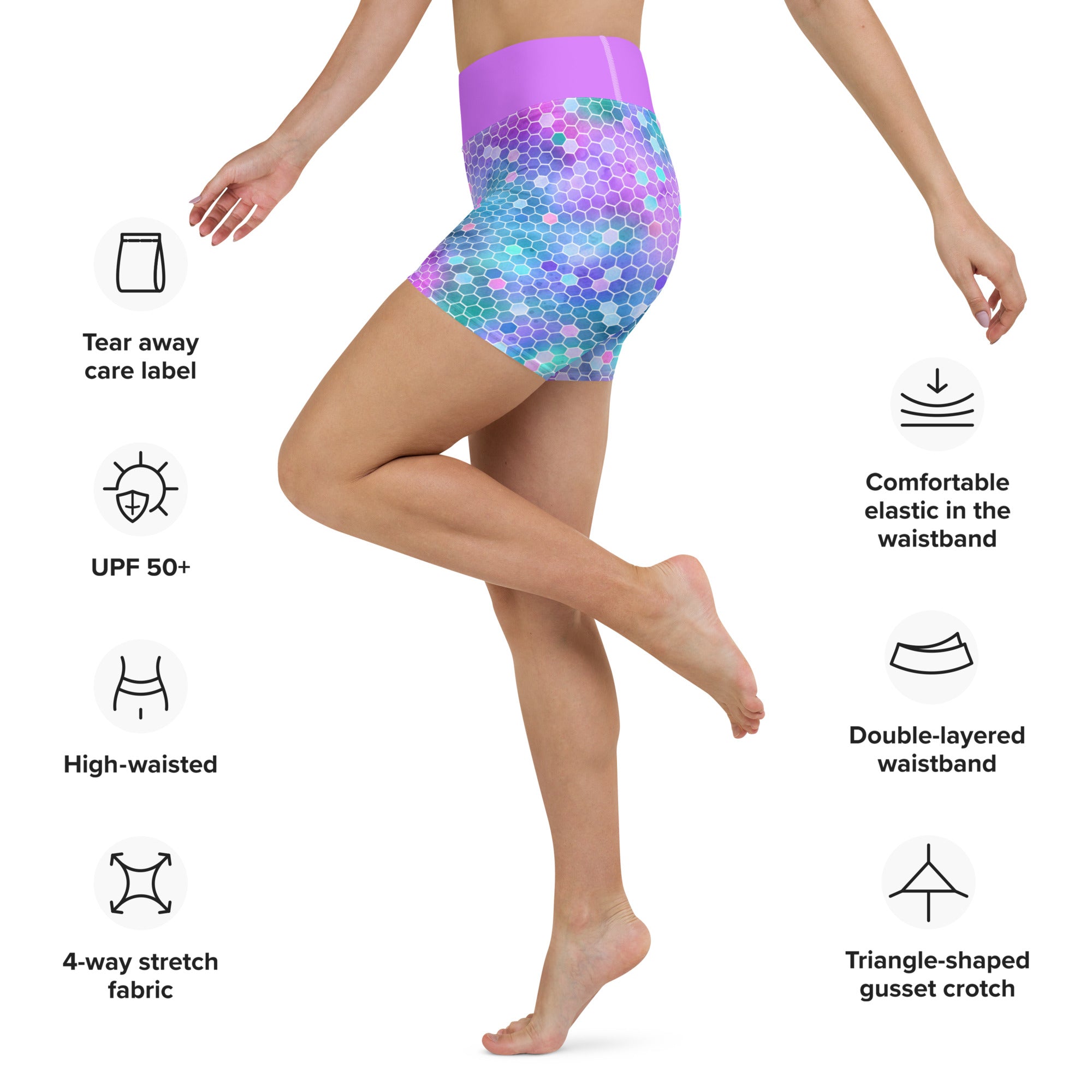 Yoga Shorts Honeycomb Pink and Purple