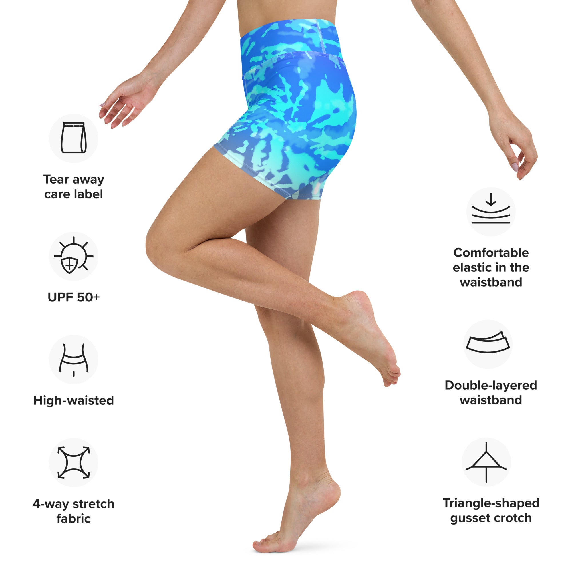 Yoga Shorts Tie Dye Multicolour Splashes