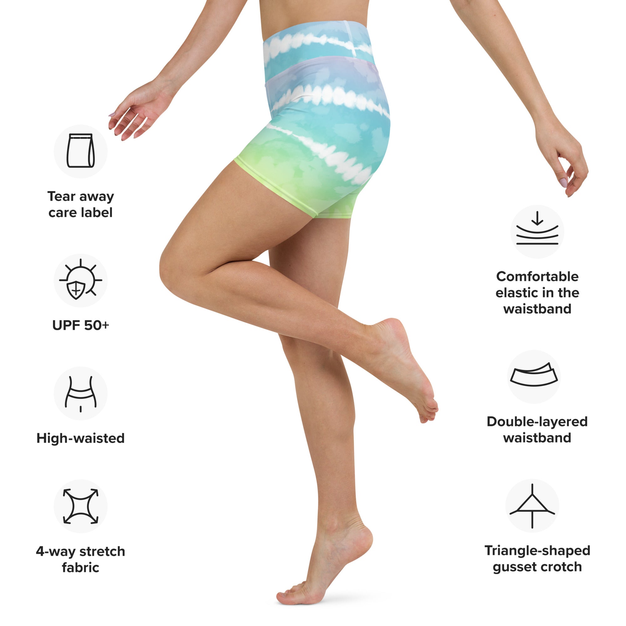 Yoga Shorts Tie Dye Multicolour Stripes II
