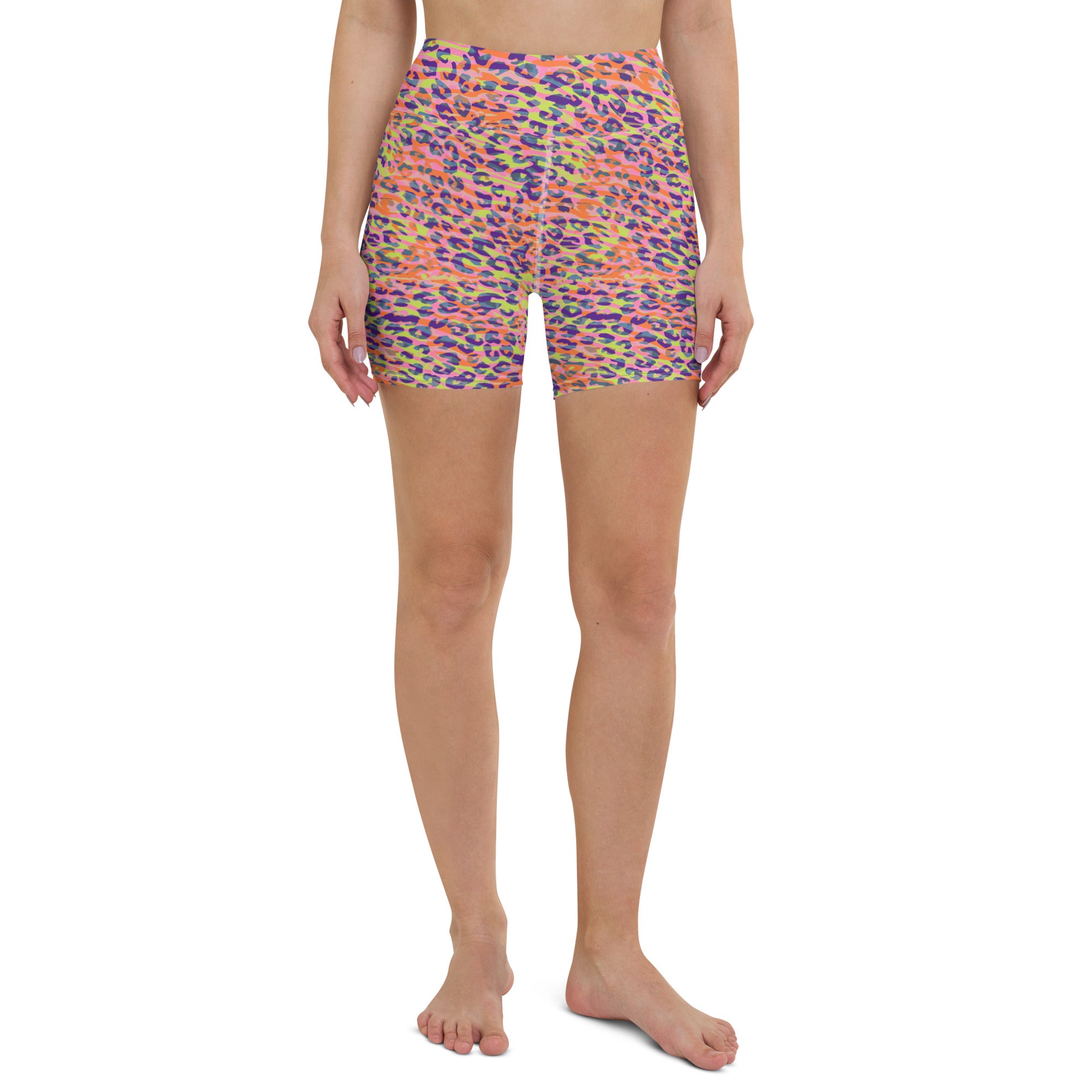 Yoga Shorts Zebra and Leopard Print Orange with Yellow