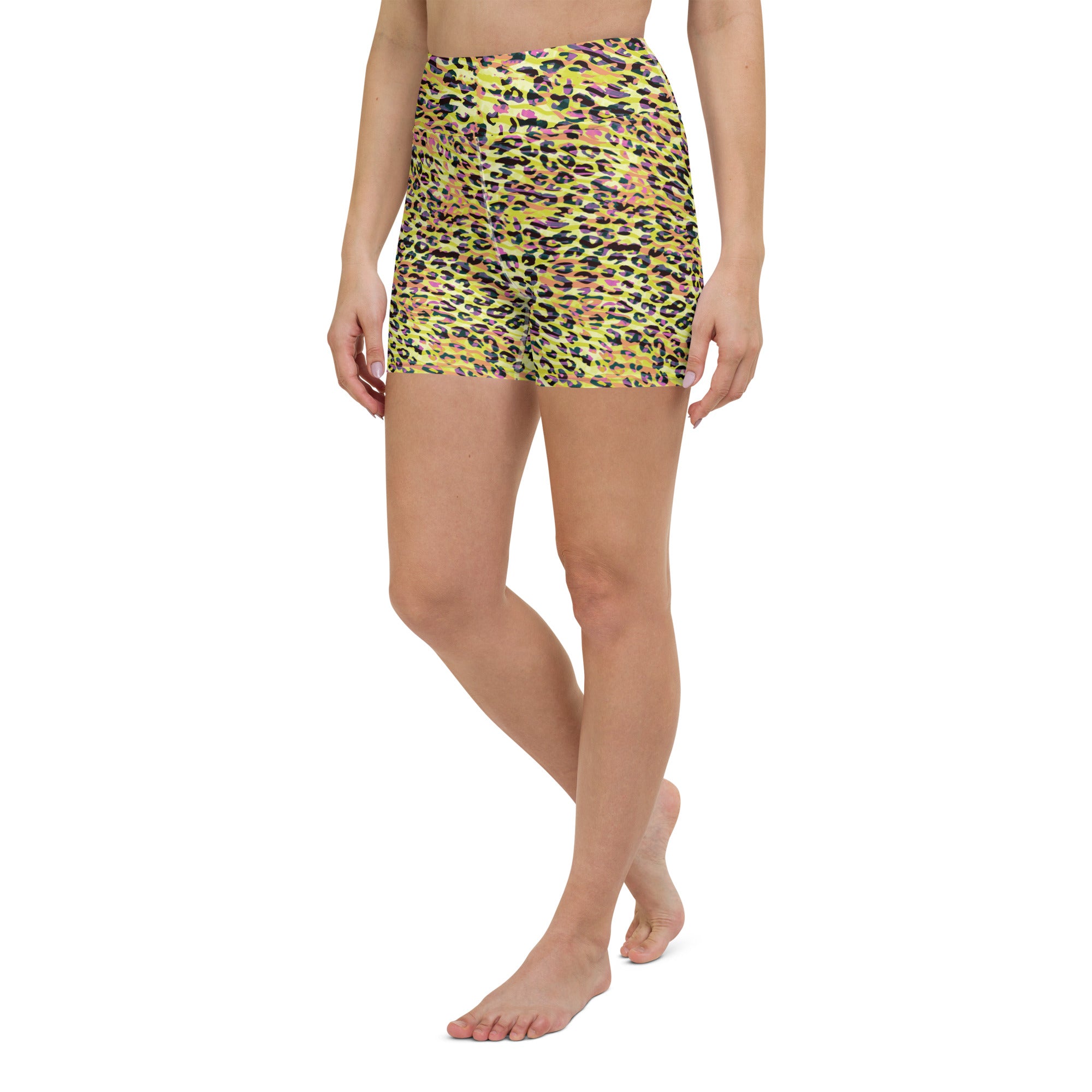 Yoga Shorts Zebra and Leopard Print Yellow with Orange