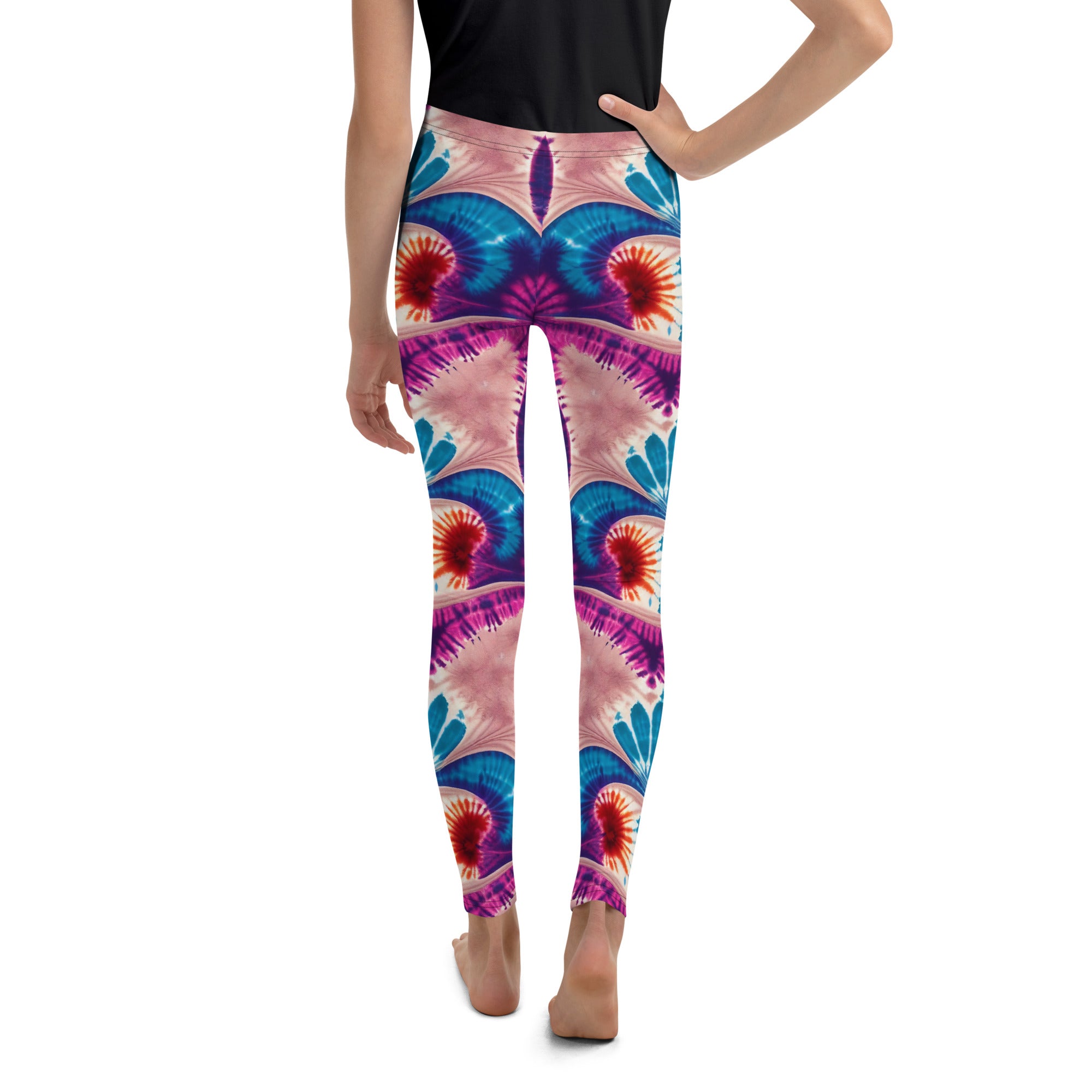 Youth Leggings Floral Tie Dye I