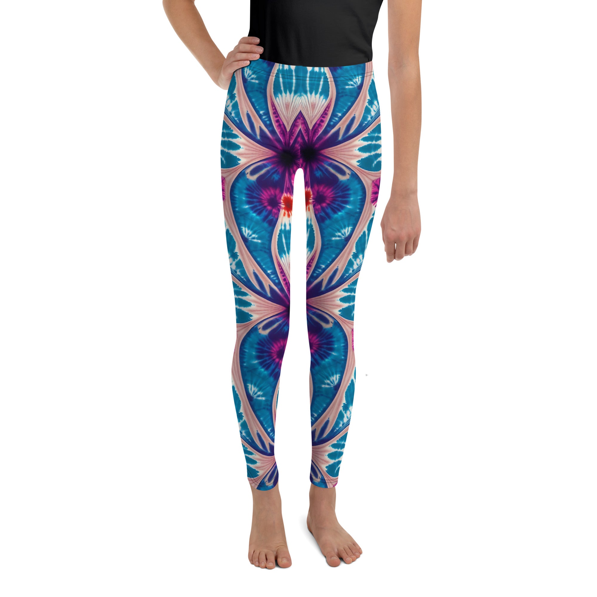 Youth Leggings Floral Tie Dye I
