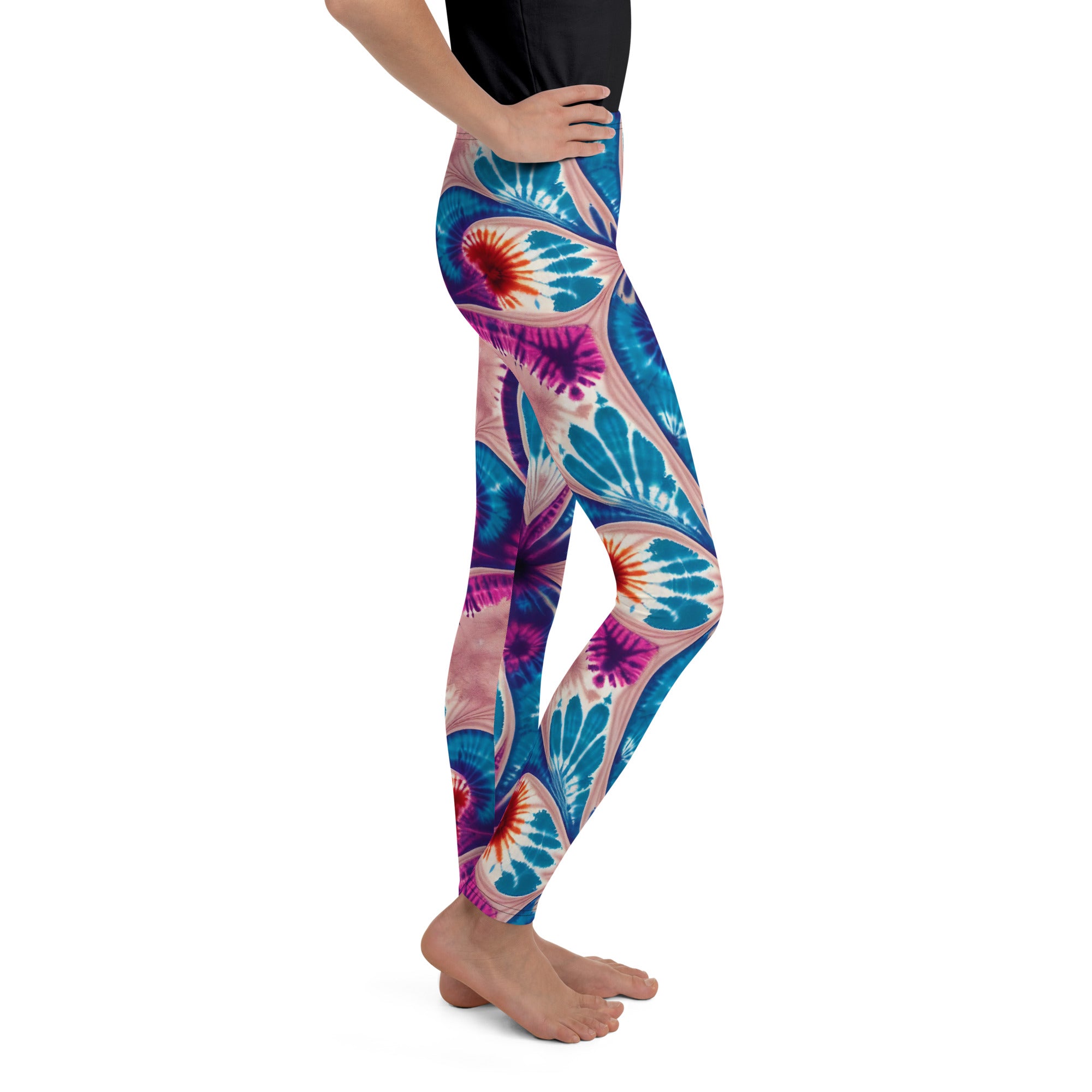 Youth Leggings Floral Tie Dye I