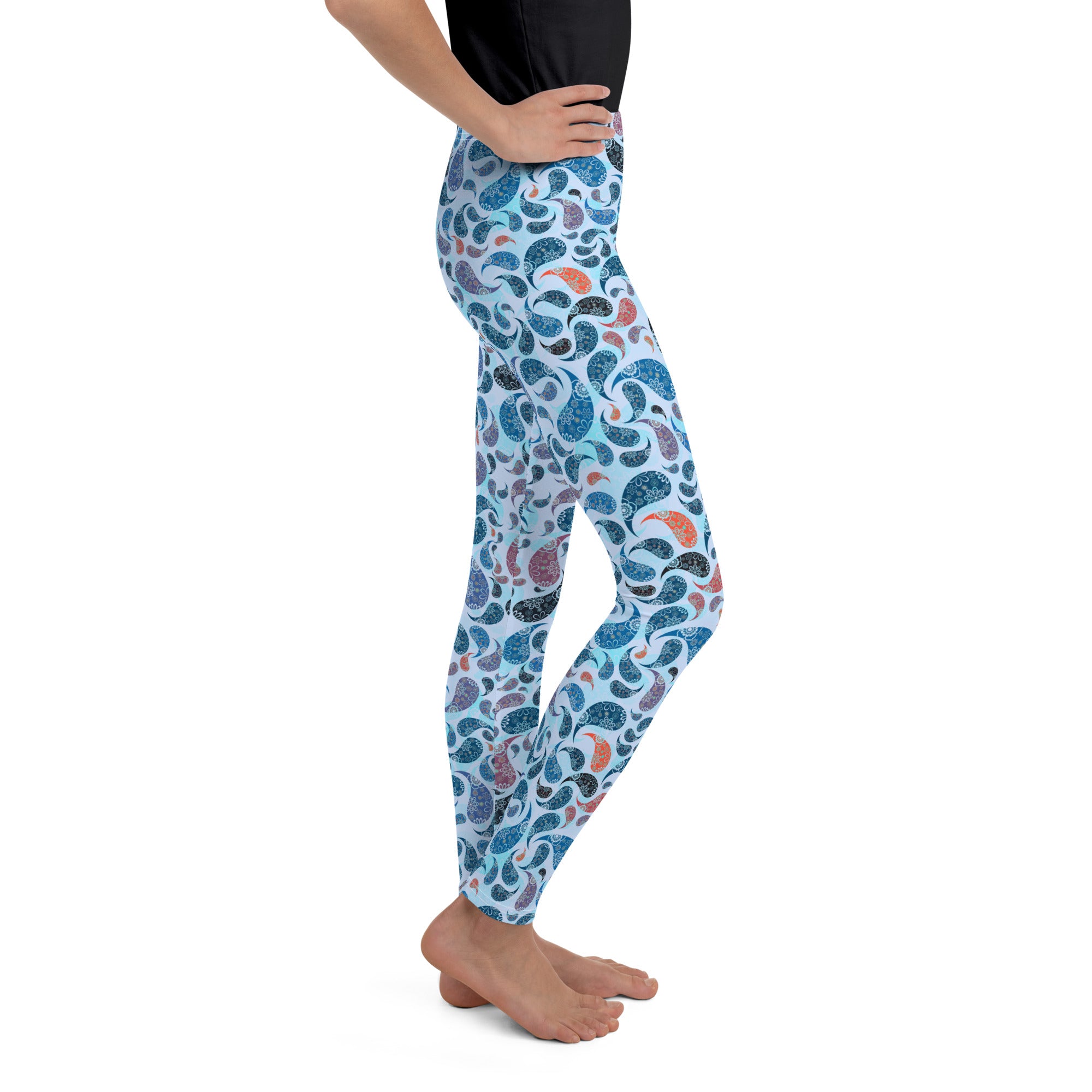 Youth Leggings Paisley Blue
