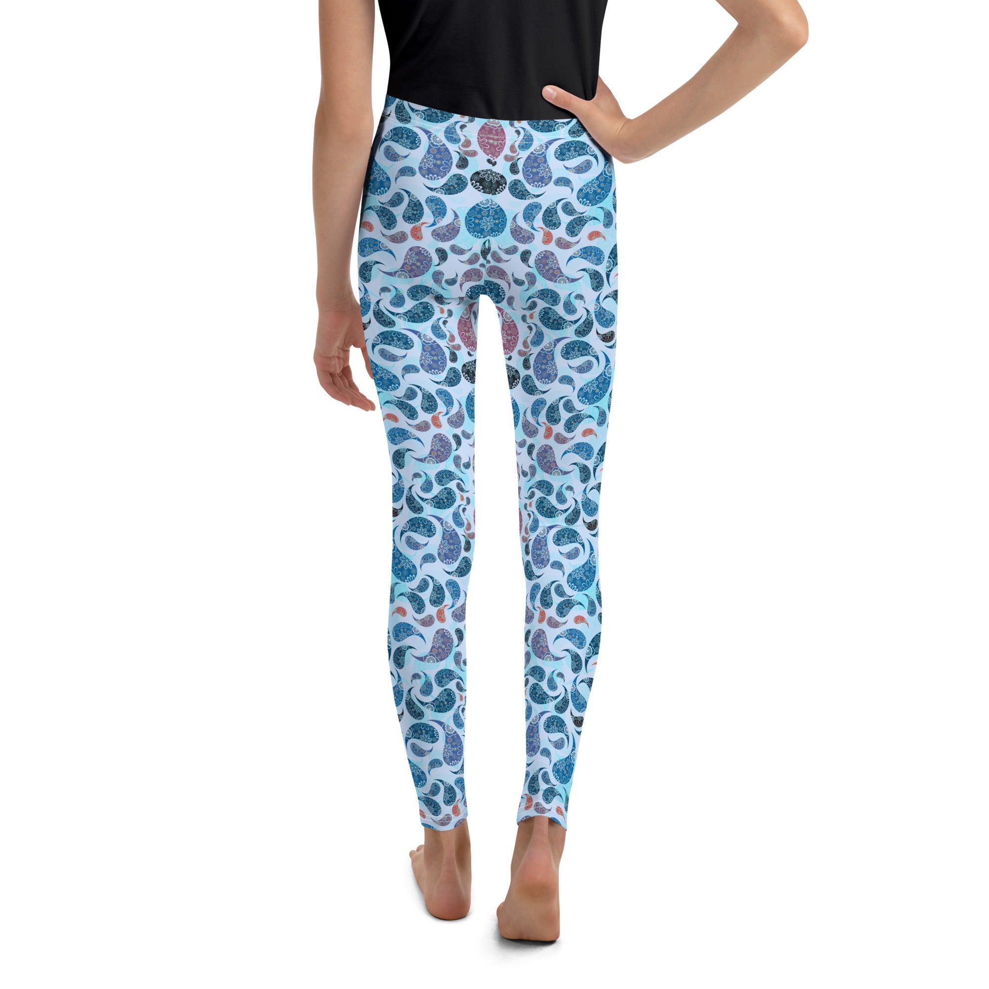 Youth Leggings Paisley Blue