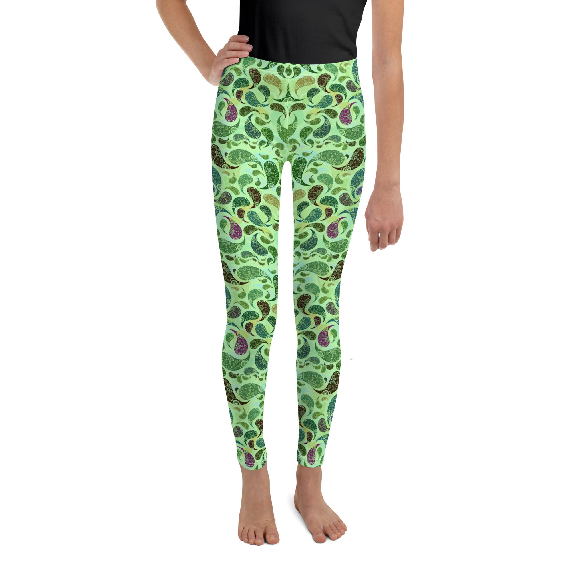 Youth Leggings Paisley green