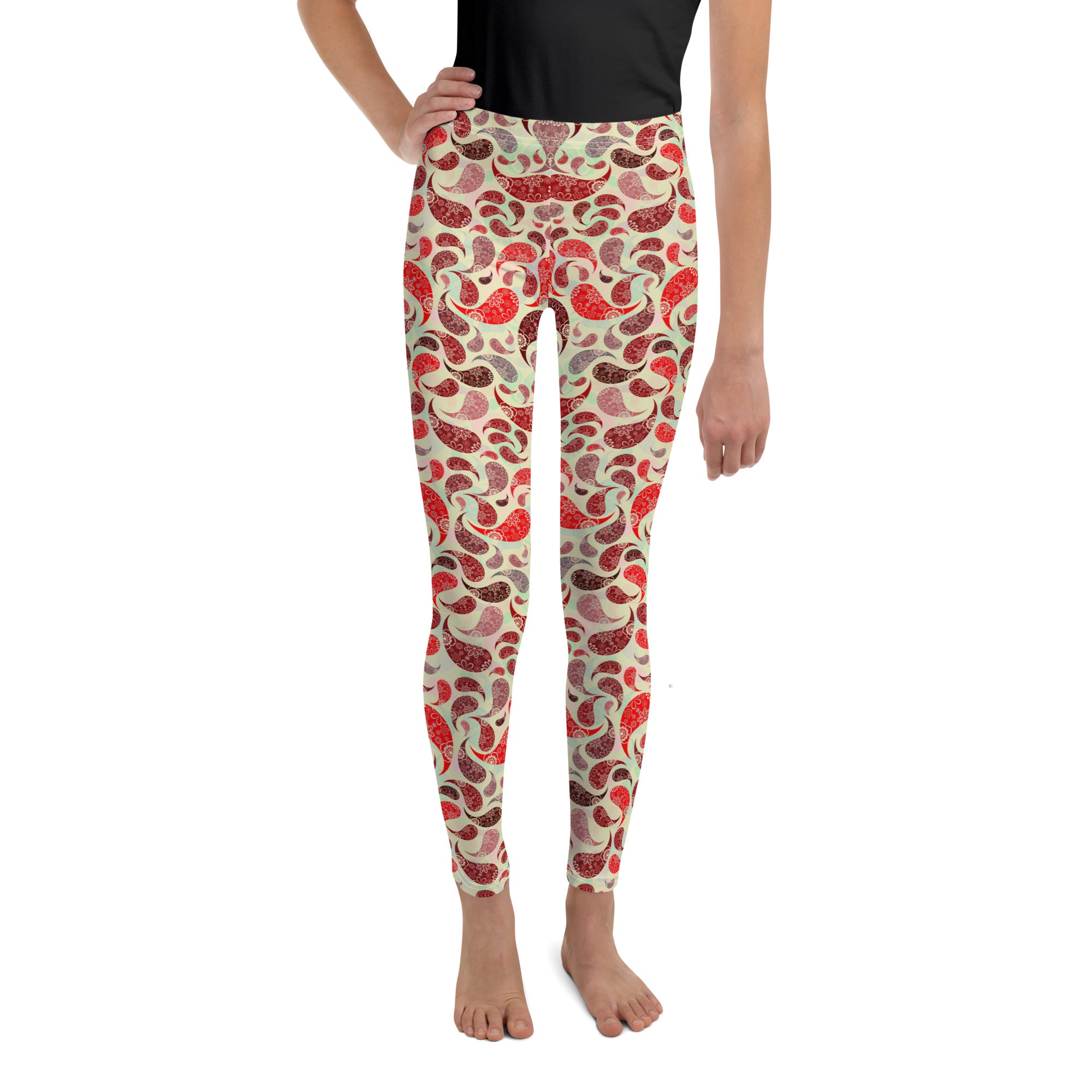 Youth Leggings Paisley Red