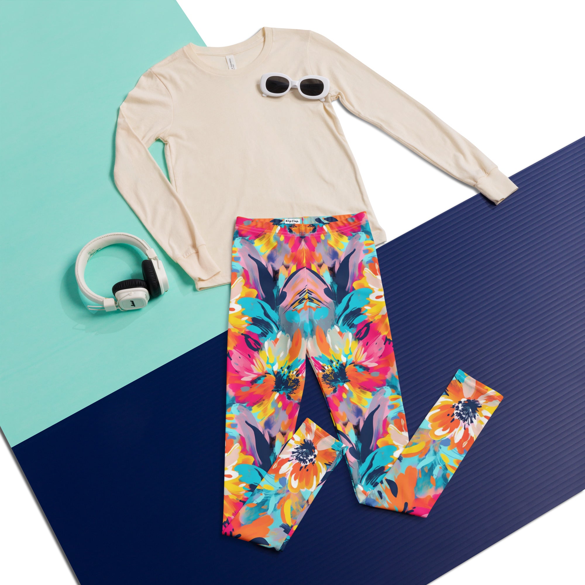 Youth Leggings Summer Pastel flowers I