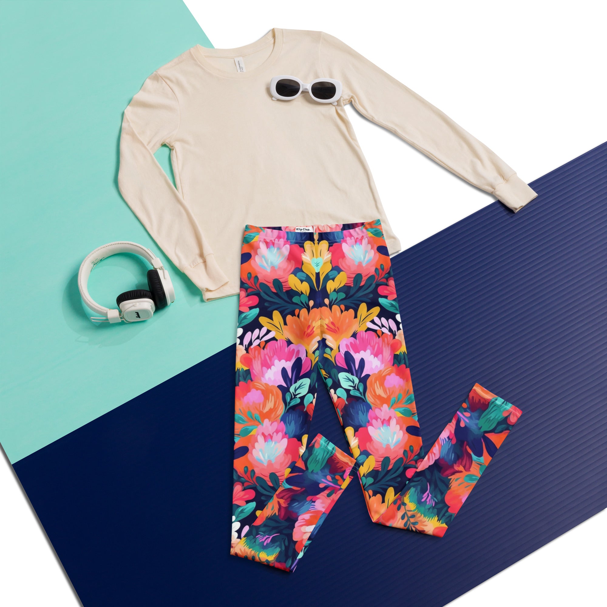 Youth Leggings SUMMER PASTEL FLOWERS II