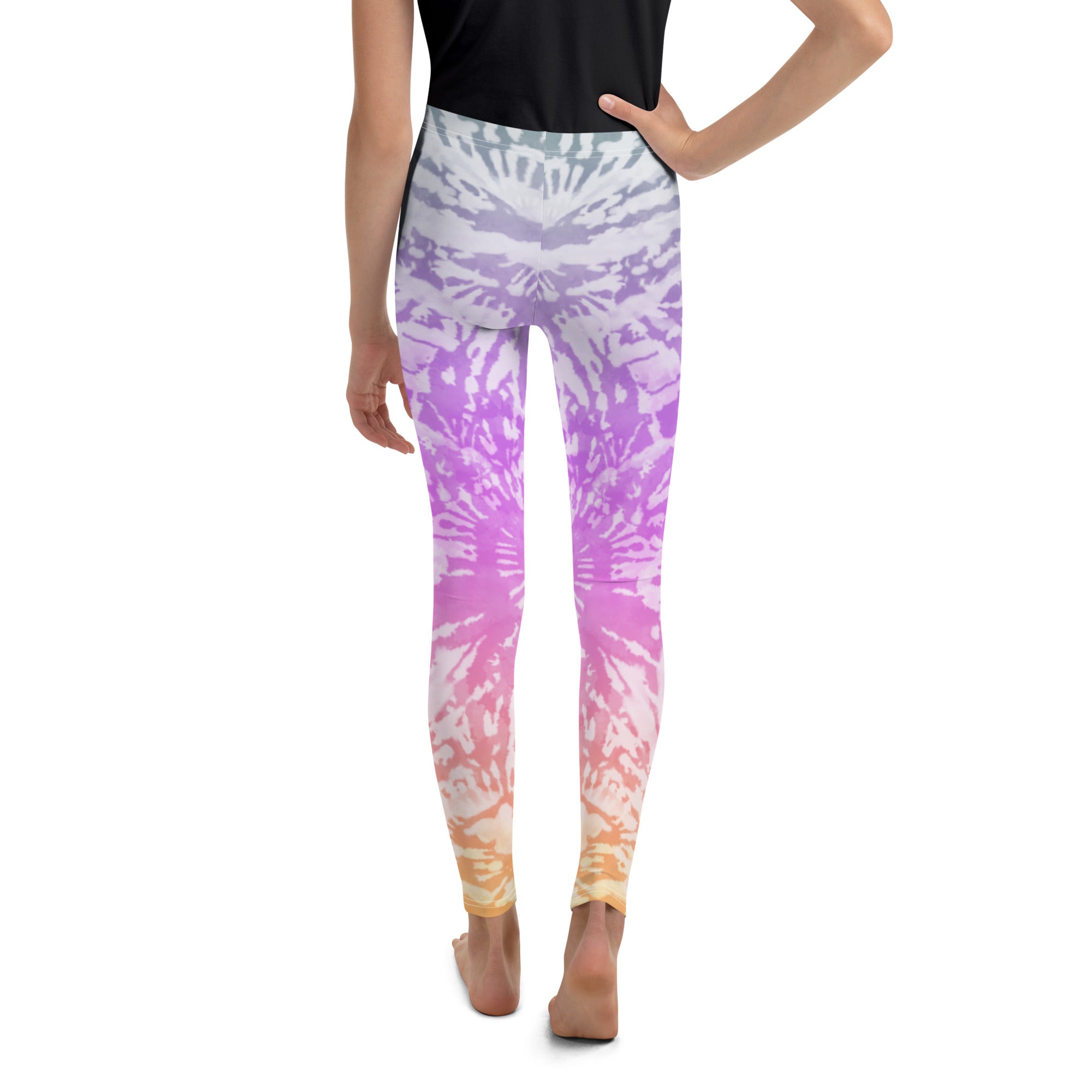 Youth Leggings TIE DYE PURPLE SPIRALS