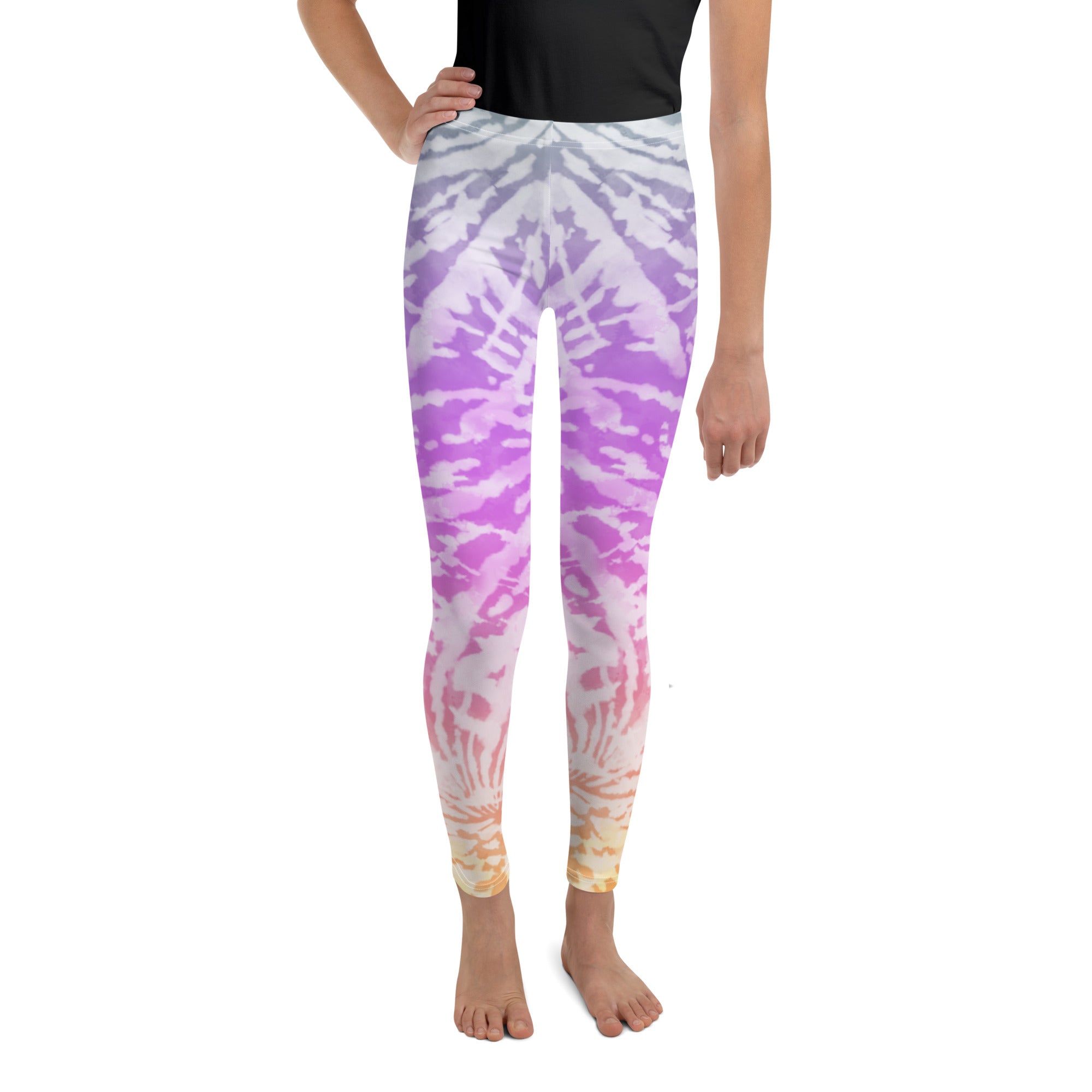 Youth Leggings TIE DYE PURPLE SPIRALS