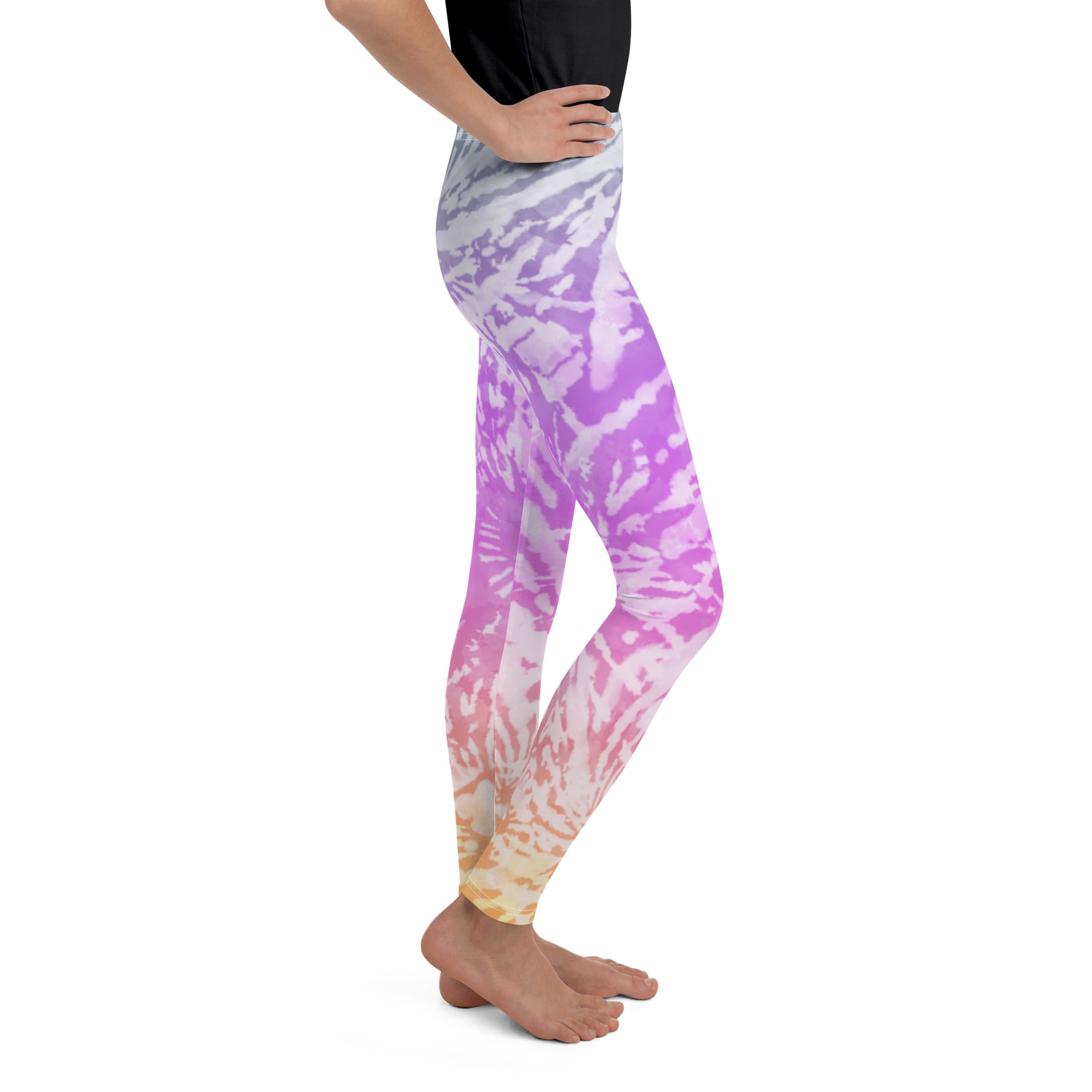 Youth Leggings TIE DYE PURPLE SPIRALS